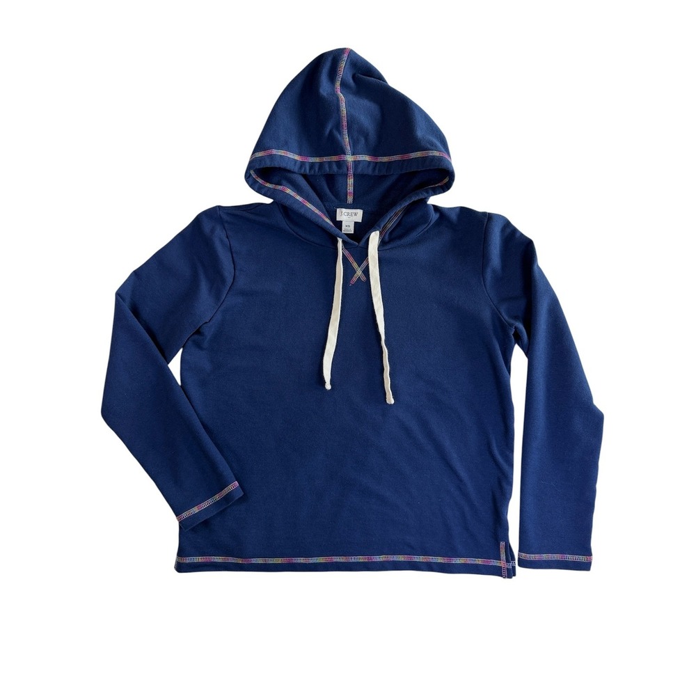 J.Crew Hoodie Women‎ XS Blue Rainbow Stitch Long Sleeve Pullover